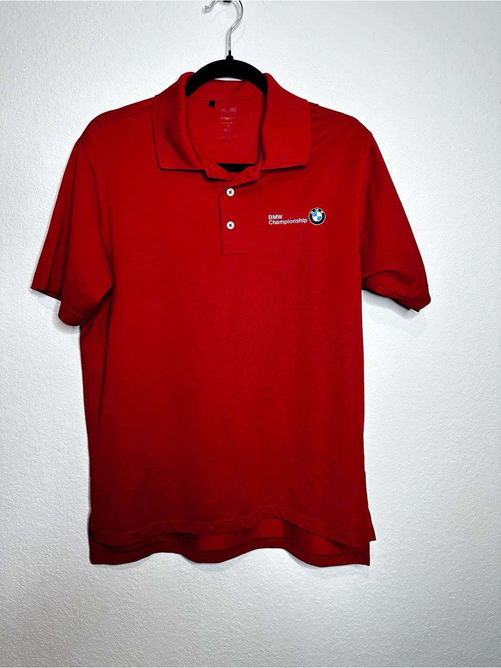 adidas Red Polo Shirt with Small Chest Emblem